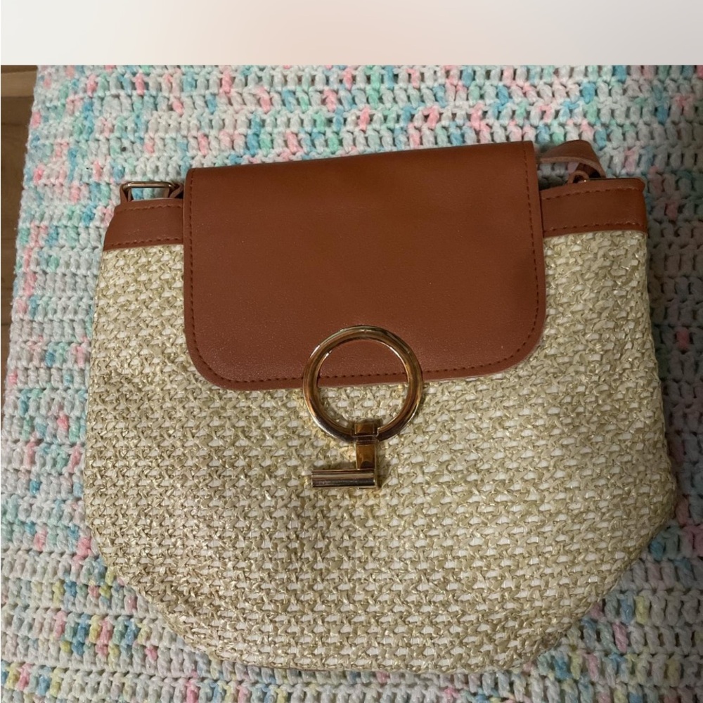 Brown and Cream Woven Women Bag